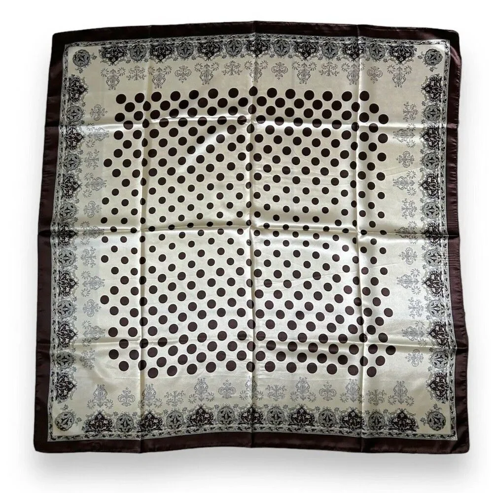 Brown Edges Polka Dots Scarf 35” X 35” Women Scarve Boho